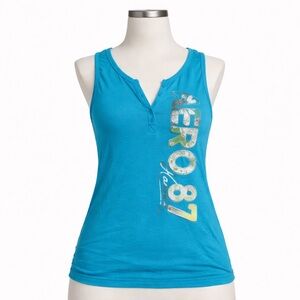 Y2K Aeropostale Turquoise “Aero 87” Henley Tank Top